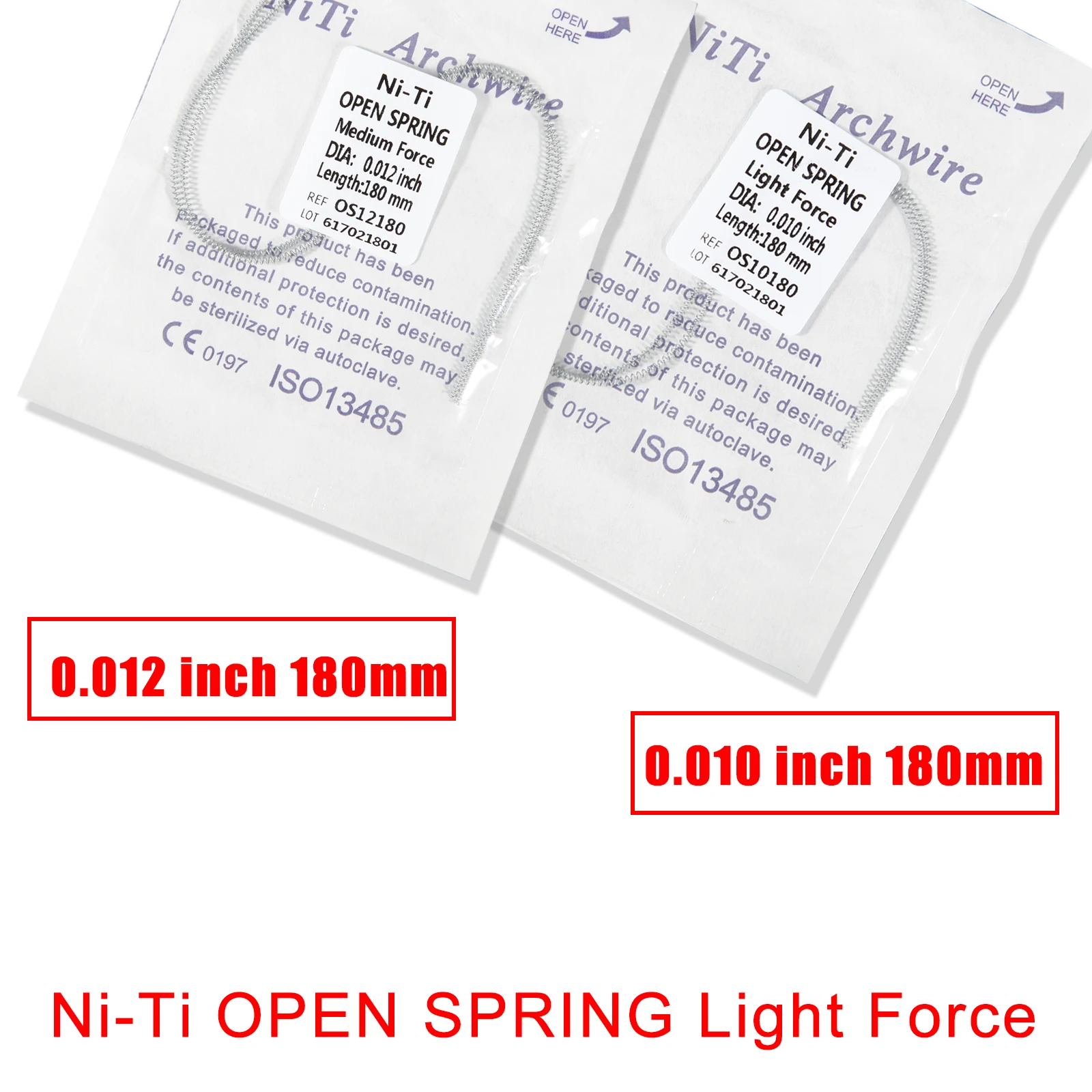 5/10 Packs Dental Orthodontic Arch wire Niti Alloy Material Close Open Spring Light Medium size 6/9/12mm Length High Quality