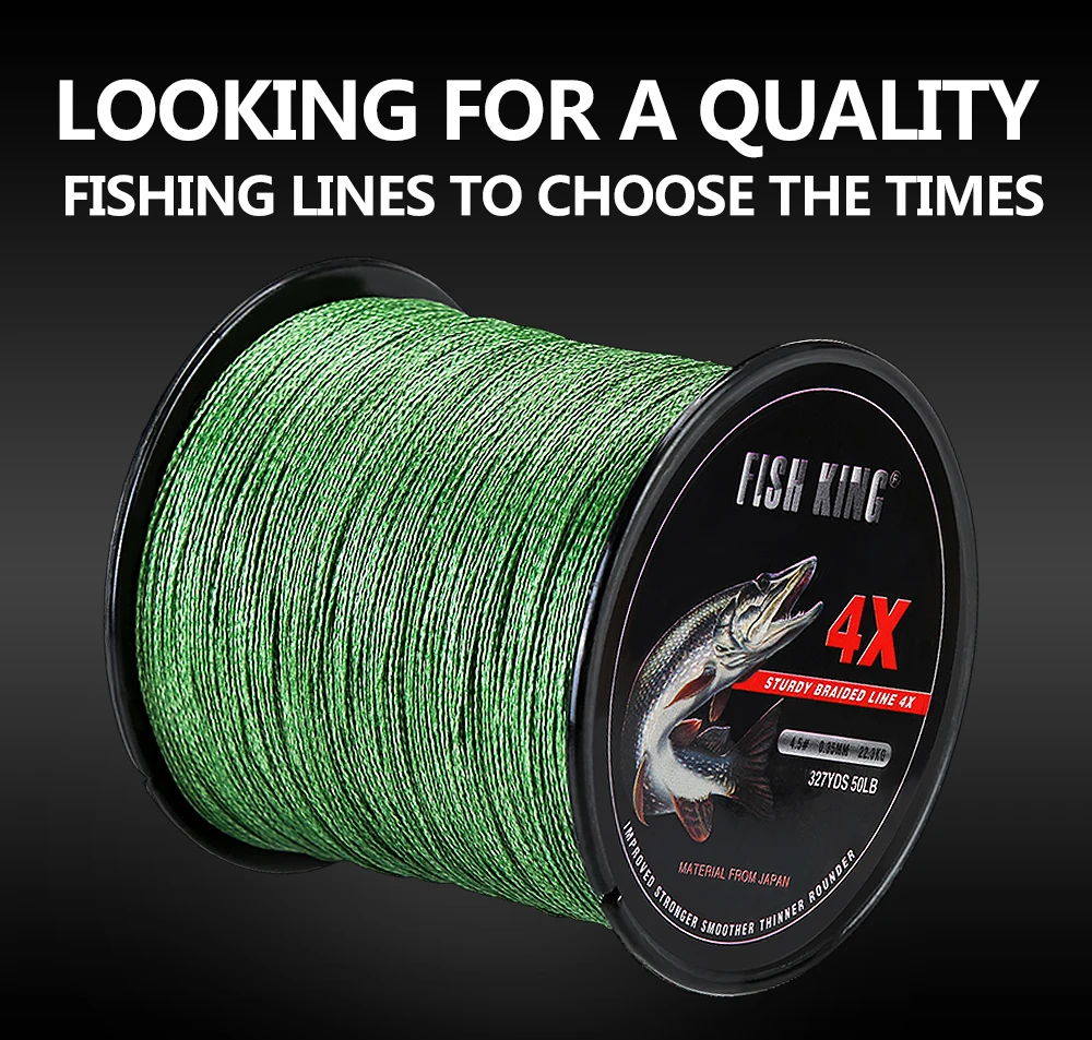 FISCH KÖNIG 300M/500M Geflochtene Draht PE Geflochtene Angelschnur 0.4 #-6.0 #0,10mm-0,40mm 8-60LB 4 Stränge PE Multifilament Angelschnur – Detail 1