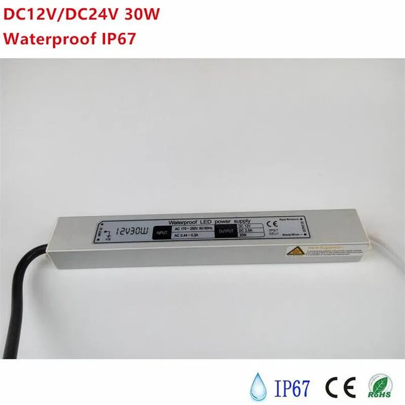 DC12V-24V 30W 50W 60W 100W Waterproof IP67 Electronic LED Driver Adapter Outdoor Use Power Supply LED Strip Lighting Transformer