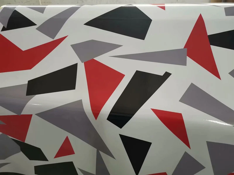 

Premium Black Red Gray Camouflage Vinyl Car Wrap Decal Film Sheet Air Channel Release Technology