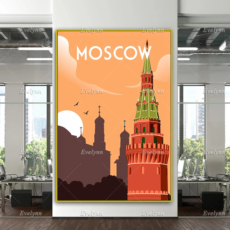 

Moscow Travel Poster, Moscow Travel Print, Moscow Wall Art, Retro Travel Poster, Home Decor Canvas Unique Gift