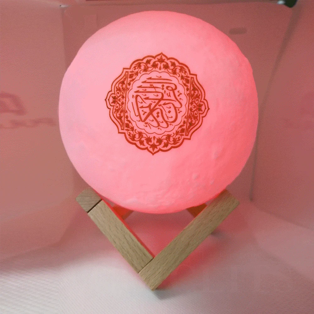 مكبرات صوت بلوتوث للقرآن الكريم، جهاز تحكم عن بعد ملون، ضوء قمر صغير، ضوء ليلي، مصباح قمر، ضوء القمر، مكبر صوت لاسلكي للقرآن الكريم