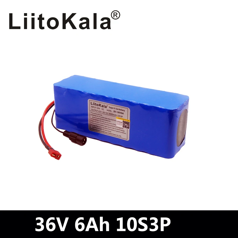 

LiitoKala 36V 6AH 8AH 10AH 12AH Electric Bike Battery Built in 20A BMS Lithium Battery Pack 36 Volt Ebike Battery