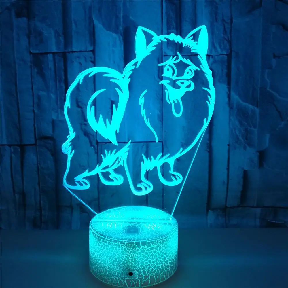 Dog 3d Night Lamp Crack Colorful Touch Remote Night Light Control Gift Usb Home Atmosphere Animal 3d Table Lamp