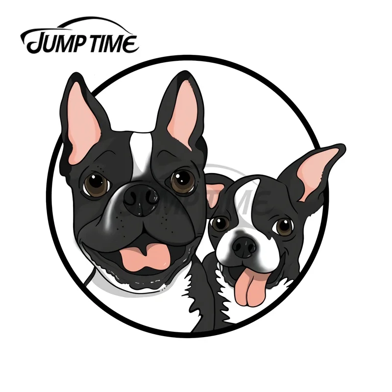 JumpTime – autocollant de voiture Winston Aand Remi, 13x12.2cm, Animal de compagnie, chien, accessoires de voiture, 3D, vinyle imperméable, résistant aux rayures, décor