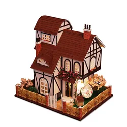 Fai da te europeo grande Villa Casa delle bambole mobili in miniatura con kit LED case delle bambole assemblare giocattoli regalo di natale per bambini Casa