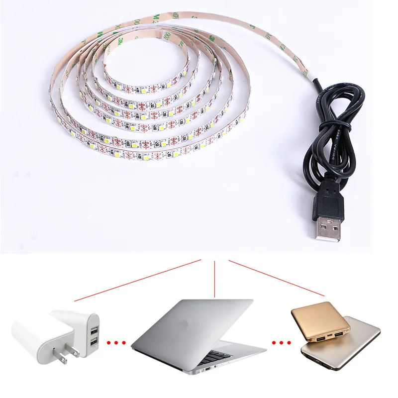 LED Strip Light USB 2835SMD DC5V Flexible LED Lamp Night light Tape Ribbon RGB 3M 4M 5M TV Desktop Screen BackLight Diode Tape