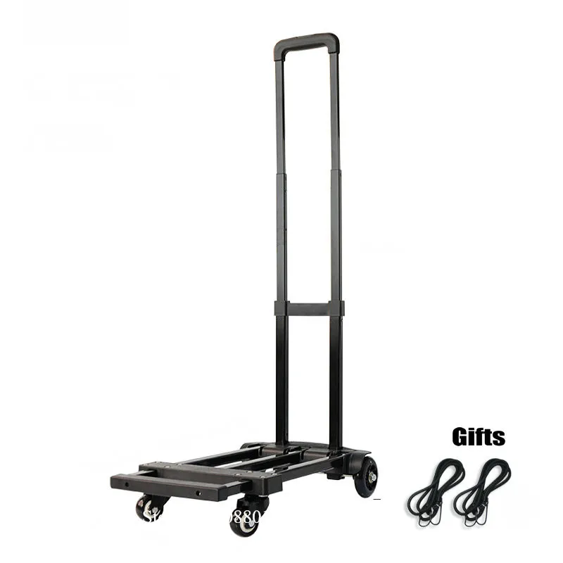 Folding Hand Truck, 120lbs Heavy Duty 4-Wheel Solid Construction Utility Cart, Lightweight for Luggage, Portable Dolly