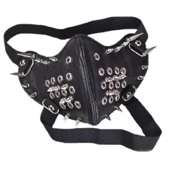 Motorcycle Half Face Studded Punk Spikes Black Leather Thick Cotton Winter Warm Mask Hip Hop Accessories Halloween Party Tool