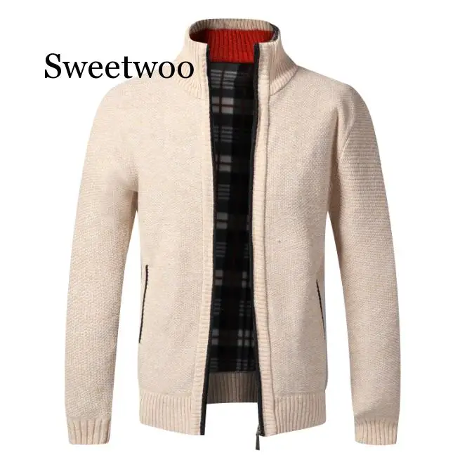 

2020 Autumn Winter New Men's Jacket Slim Fit Stand Collar Zipper Jacket Men Solid Cotton Thick Warm Jacket Men