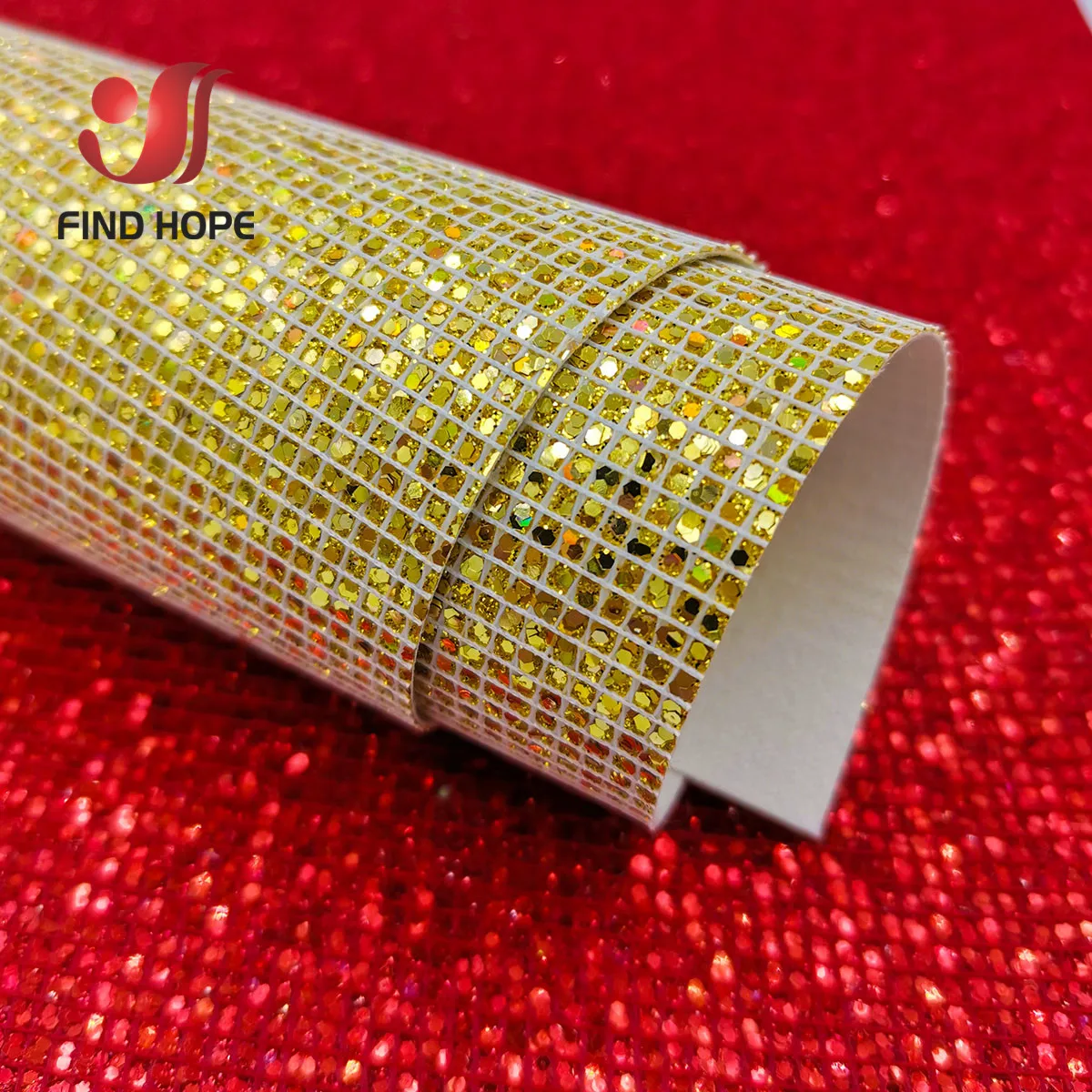 A4 20*30CM ​Plaid Sequin Glitter Iridescent Faux Synthetic PU Leather For Sew Material Craft Shoes Bag Costumes Accessories DIY