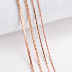 1 piece Rose Gold Color Square Snake Chain Women Necklace Jewelry 316 Stainless steel Necklace chain Width 0.9/1.2/1.5/2mm