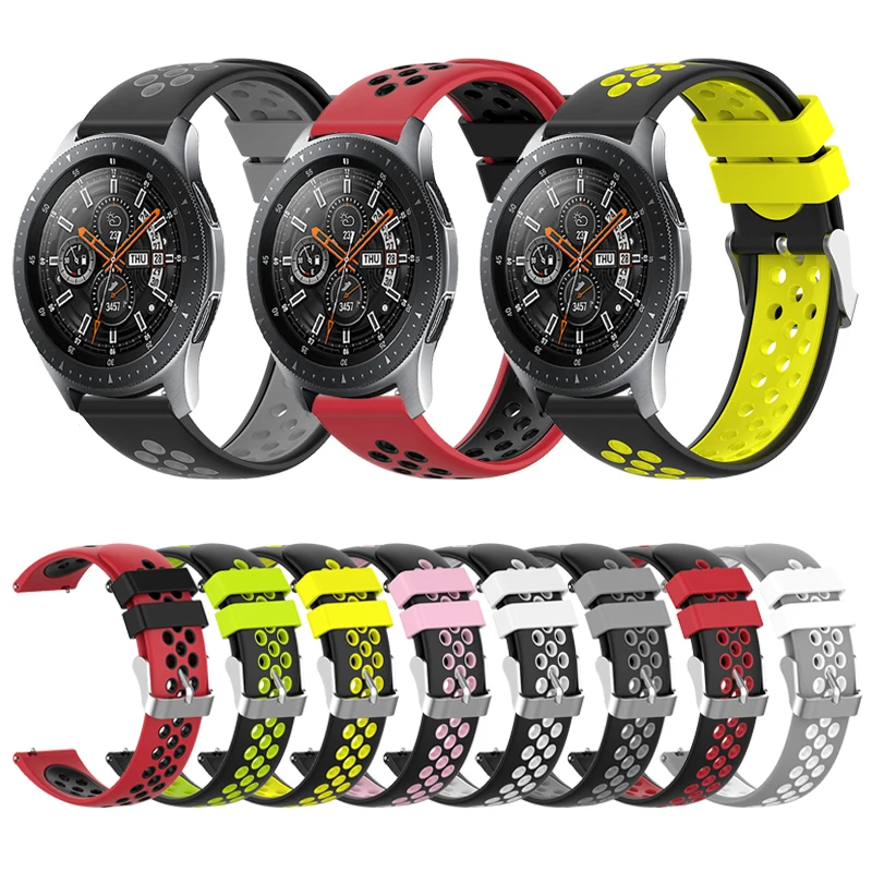 20 22mm Silicone Wrist bands For Samsung Galaxy Watch 46mm 42mm/Active/Gear S3 S2 Band Strap for Amazfit GTR/Huawei GT Bracelet