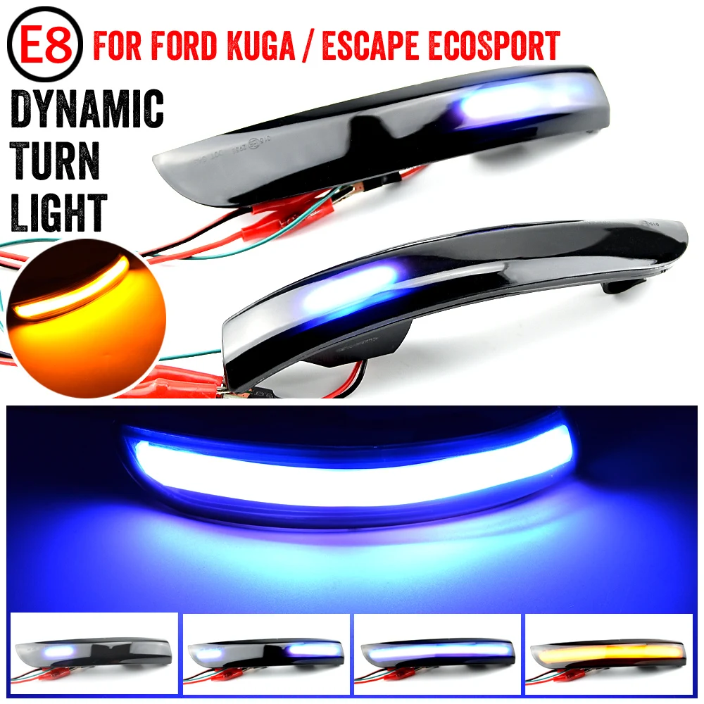 Flowing Water Blinker Light Bicolor LED Dynamic Turn Signal Blinker Light For Ford Kuga Escape EcoSport 2013 2014 2015-2018