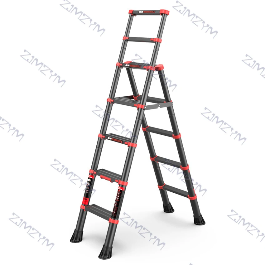 E002 scala telescopica pieghevole per uso domestico scala pieghevole per sollevamento domestico scala a spina di pesce in alluminio portatile con corrimano
