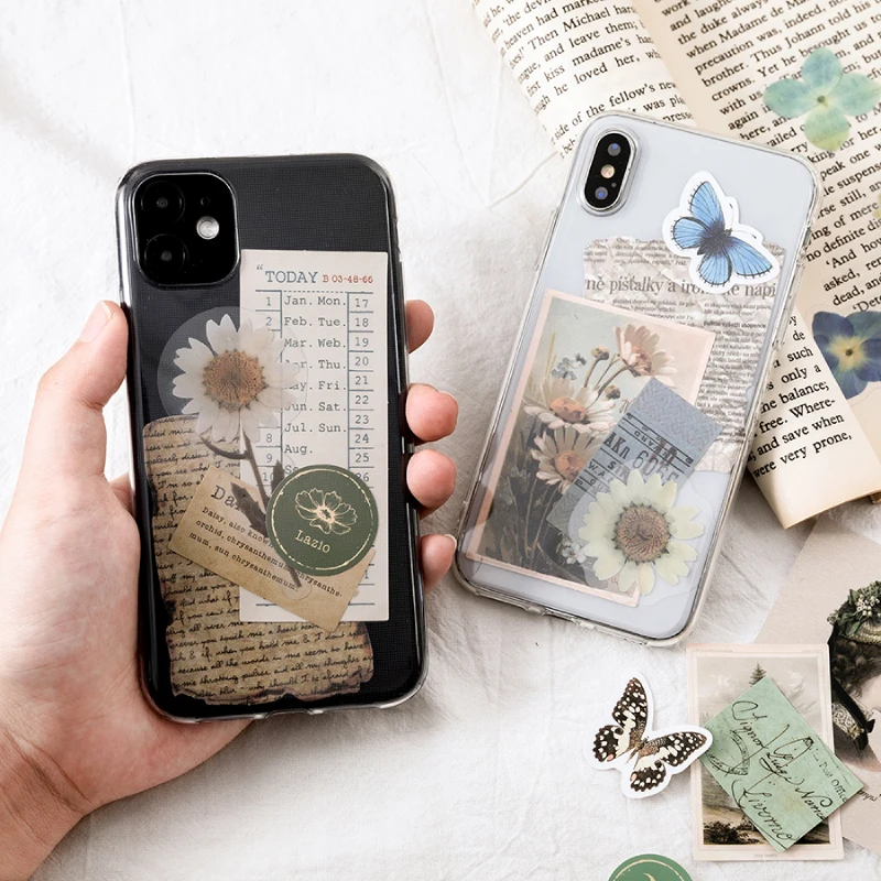 Journamm 15pcs Vintage Cards for Phone Deco Retro Stationery Supplies Plant Paper Junk Journal Label Scrapbooking Material image 5