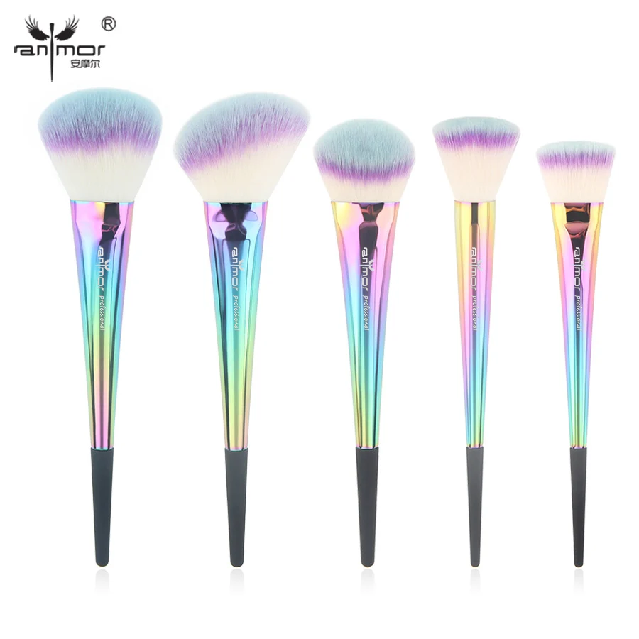 Anmor 5Pcs High-end Makeup Brushes Set Synthetic Copper Handle Professional Foundation  Blusher Powder Contour Make Up Brush