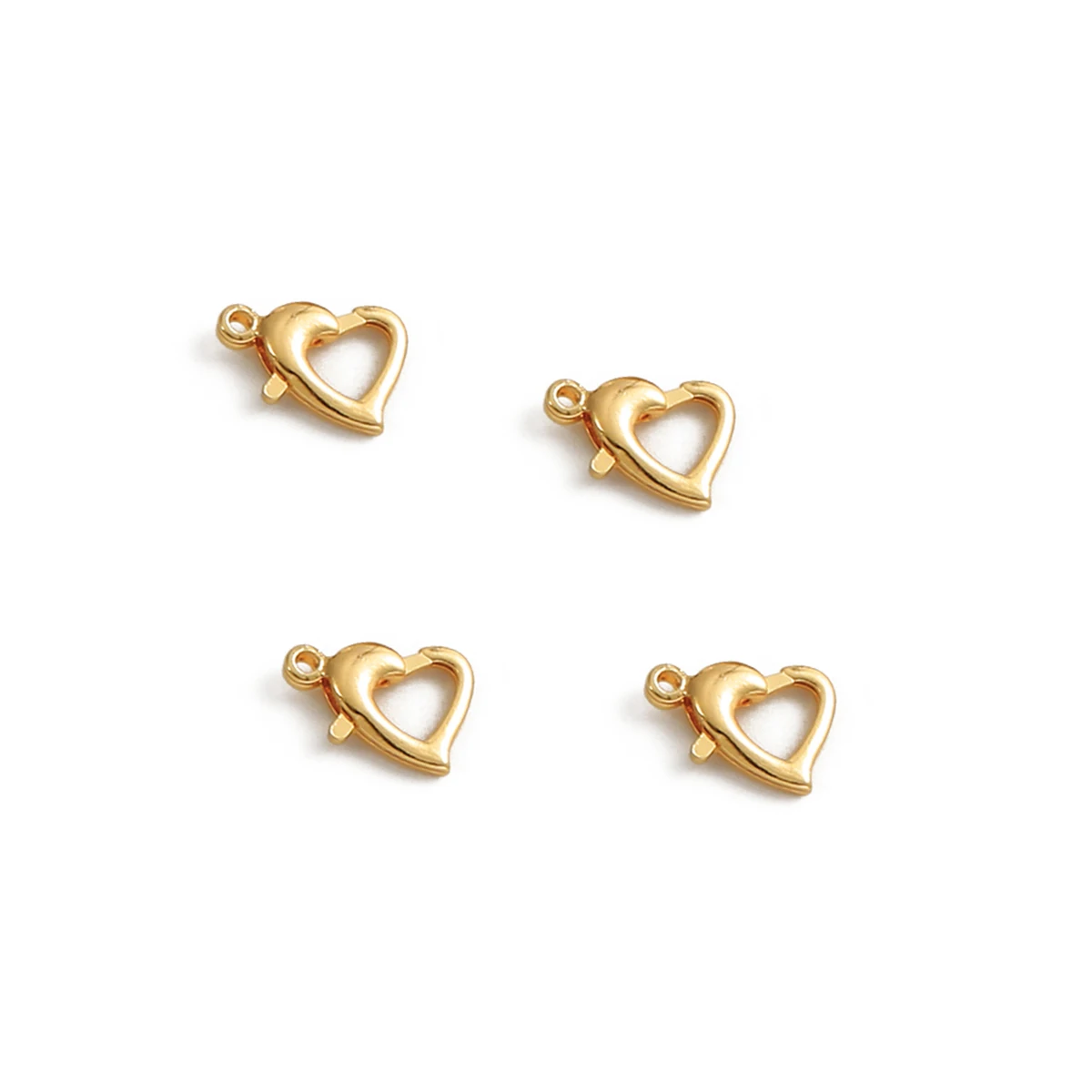 1/4pcs 10*14mm Heart-shaped 18k Gold Plated Lobster Clasp Hooks End Connectors DIY Jewelry Making Necklace Bracelet Accessories