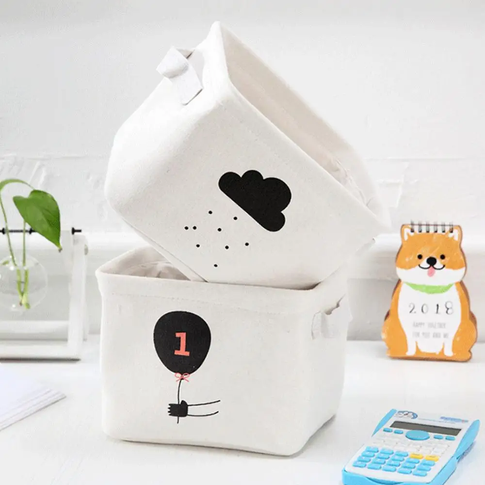 5 Colors Cute Balloon Desktop Foldable Sundries Storage Basket Printed Underwear Cosmetic Jewelry Household Cloth Storage Basket