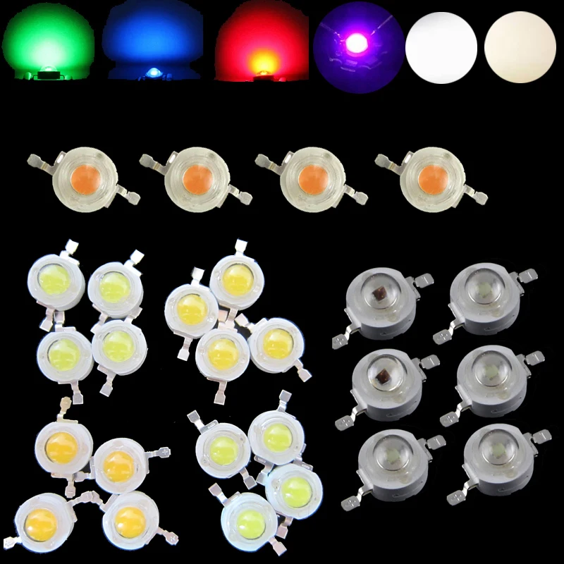 10pcs LED Diodes Light White Red Blue Green Yellow UV IR Full Spectrum Grow Light DIY Led Parts