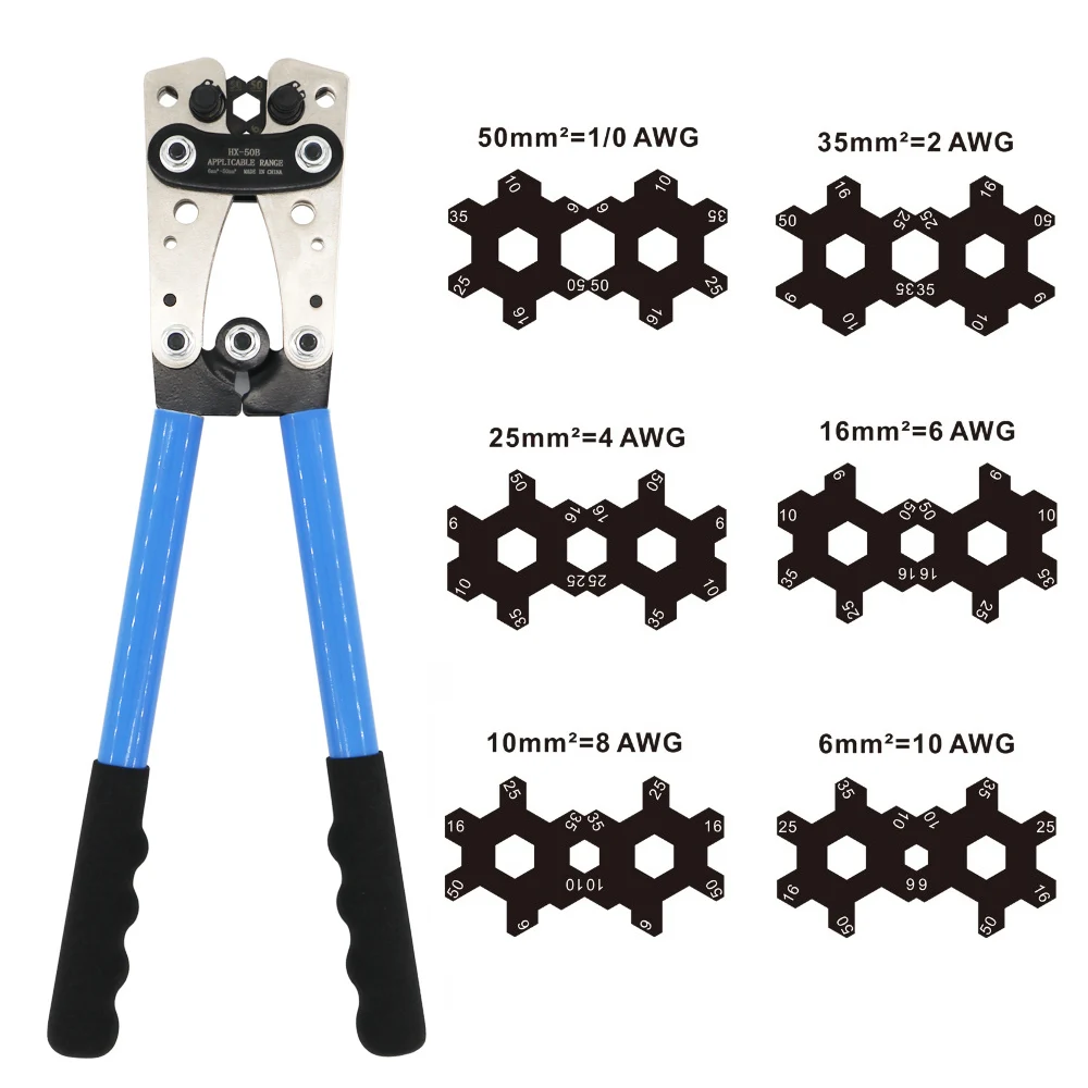 Imagem -04 - Awg 2210 Kit de Ferramentas de Crimpagem Terminal Crimper Bateria Multitool Cabo Lug Alicadores de Crimpagem Hex Ferramentas Manuais 650 mm ²