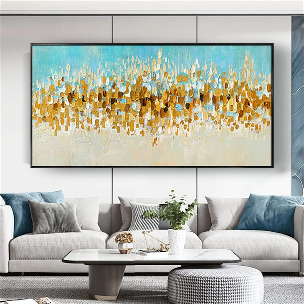 Imagem -05 - Mão Desenhada Lona Pintura a Óleo Personalizado Abstrato Gold Foil Poster Vendendo Art Wall Image para Home Decor Living Room Picture