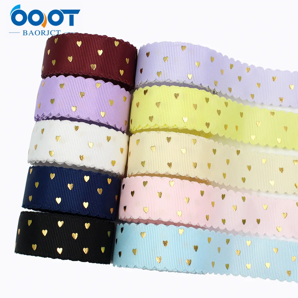 L-20602-463,25mm,10yards Solid color Love Bilateral flower hot stamping grosgrain Ribbons,bow cap DIY Gift wrap decorations