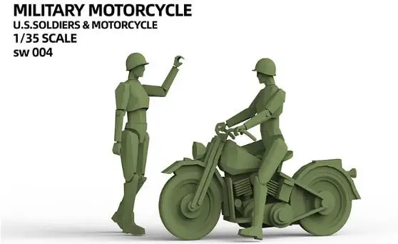 Suyata SW-004 1/35 American motorcycle and infantry man assembly model