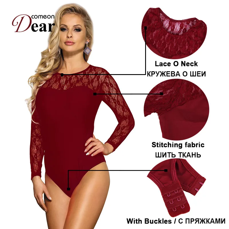 Komedi sevgili seksi vücut için kadın uzun kollu oyuncak dantel Bodysuit siyah tulum vücut Mujer 5XL Bodysuit kadın tulum RB80372