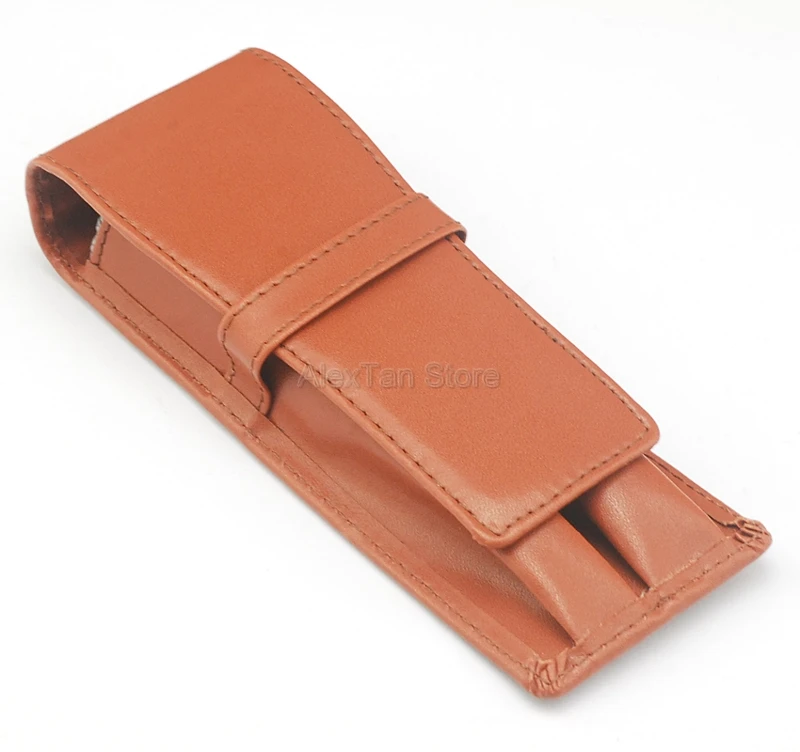 

PU Leather Pencil Case Fountain Pen Roller Ball Pen Bag For 2 Pens Accessories Coffee Pen Holder / Pouch