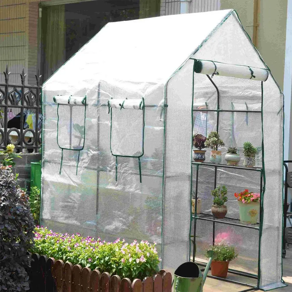 PVC Waterproof Greenhouse Cover Corrosion-resistant Plants Warmhouse Tier Household Plant Greenhouse Cover Without Iron Rack