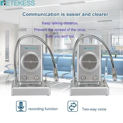 RETEKESS 2Pcs TW102 3W Window Counter Intercom System For Restaurant Bank Office Dining Hall Station 2 Way Counter Keep Distance