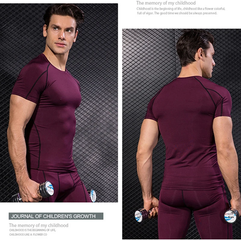 Quick Dry Summer Compression Running T Shirt Men Short Sleeve High Elastic Workout Tops Gym Fitness Sportswear Tshirt Customized