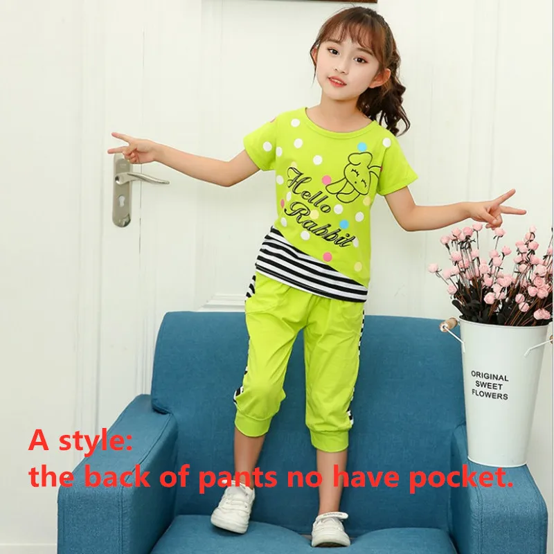 5-14T ragazza estate 2023 nuovi vestiti per bambini Set cotone cartone animato lettera ragazze vestiti Casual vestito a maniche corte