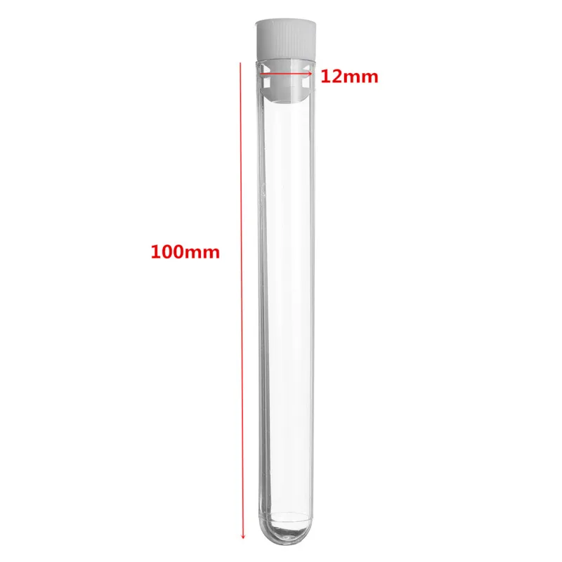 Imagem -03 - Tubo de Ensaio de Plástico Transparente Tubo de Plástico com Tampa Suprimentos para Laboratório 12 mm 100 mm com 100 Peças Novo de Alta Qualidade