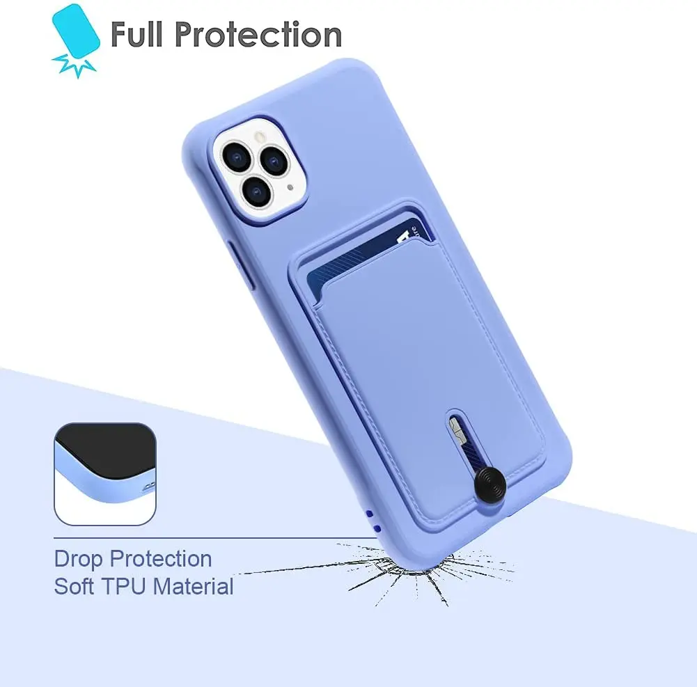 Card Holder Slot Wallet Case For iPhone 13 12 mini 11 13 Pro Max Luxury  XR XS Max X 7 8 Plus Soft Skin Silicone Protective Capa