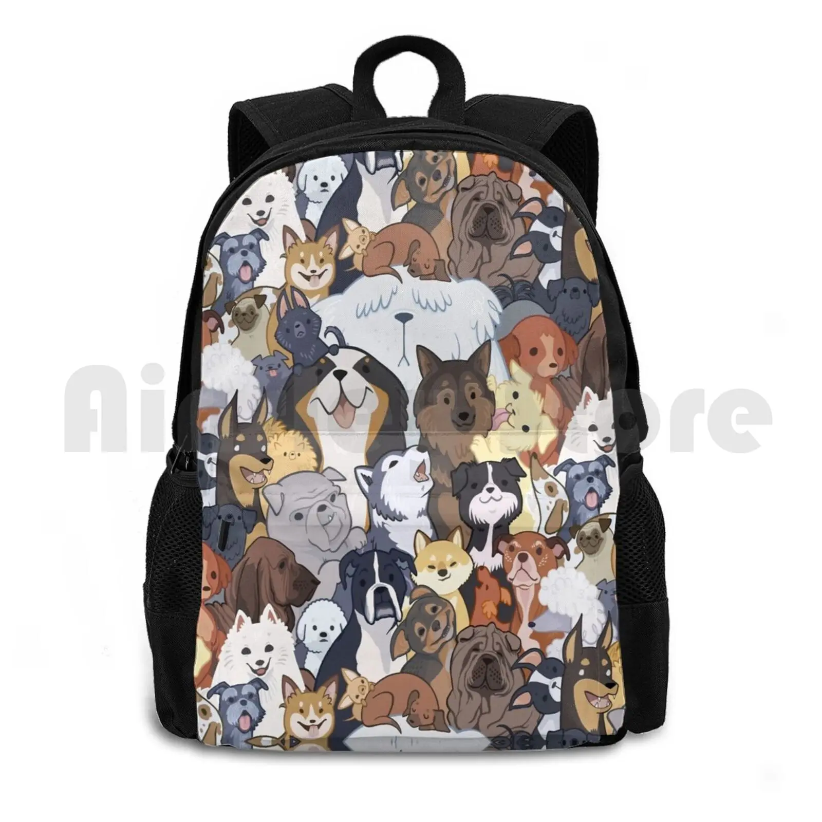 

Pupper Party Outdoor Hiking Backpack Waterproof Camping Travel Dog Puppy Pattern Cute Dogs German Shepard Golden Retriever