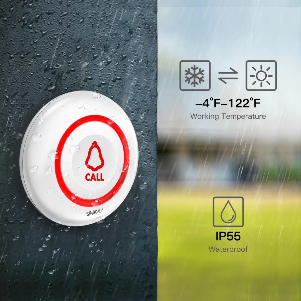 Imagem -06 - Singcall Cuidador Pager Chamada sem Fio Botão Enfermeira Sistema de Alerta para Idosos Paciente Desativar