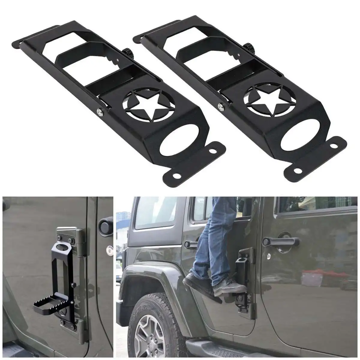 Metal Folding Door Hinge Step Foot Pedal Peg Rest Pedal Plate For Jeep For Wrangler JK JL 2007-2017 Auto Exterior Accessories