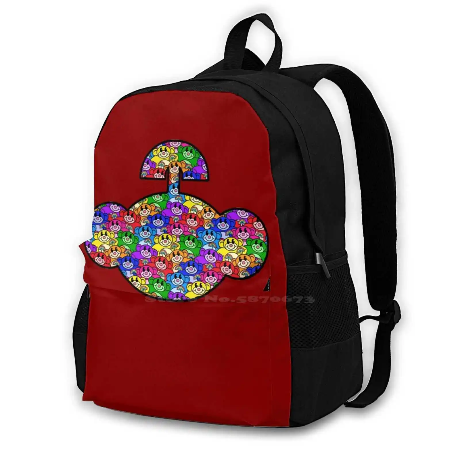 Rainbow Monkey School Bags For Teenage Girls Laptop Travel Bags Rainbow Monkey Knd Kids Next Door Repeating Colorful Cartoon Cn