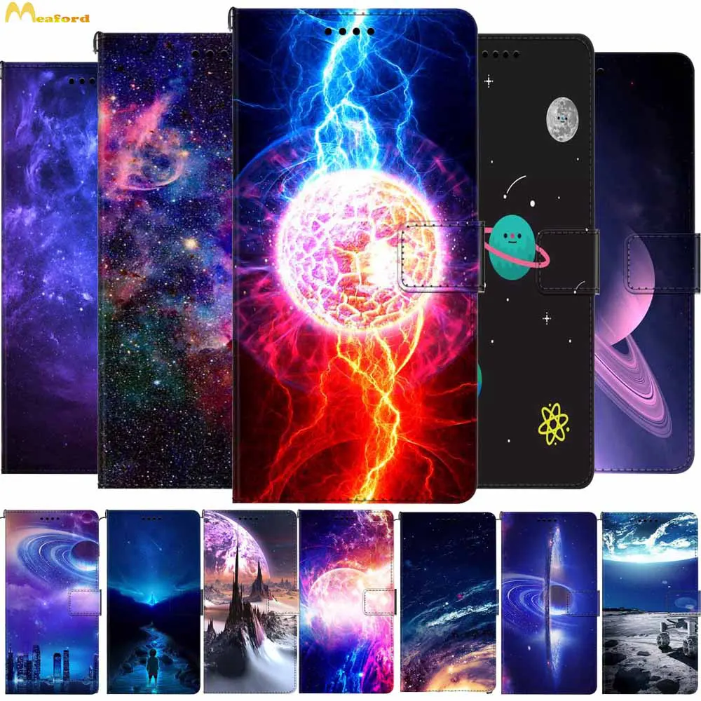 Flip Lederen Hoesjes Voor Lenovo S5 K5 Pro K12 A6 Note K5 Play Case Card Portemonnee Telefoon Tassen Siliconen Cover Star Space Book Coque