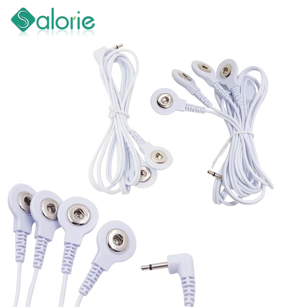 2/4Buttons New Electrode Lead for Tens Massager Electrotherapy Apparatus Electric EMS Connection Wire Tens Body Massage Cable