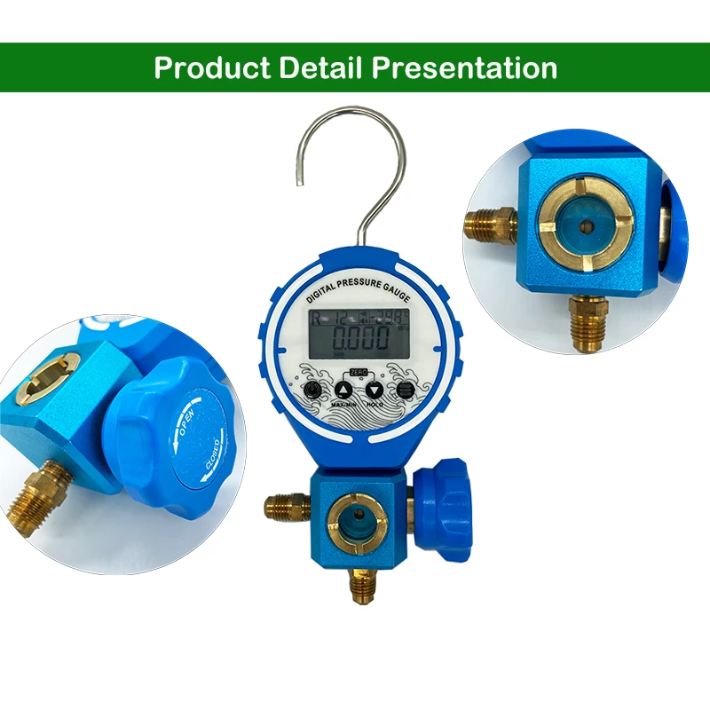 Pressure Gauge Manifold Refrigeration Digital Vacuum Pressure Tester Meter HVAC Temperature Tester Freon Pressure digital