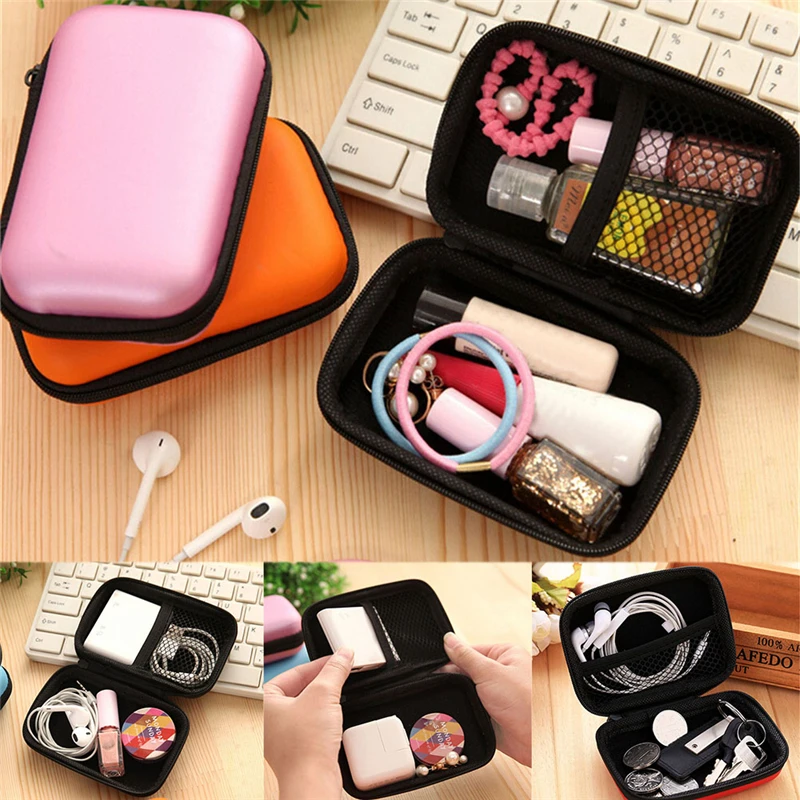 Makeup organizer Square Earphone Storage Bag Carrying Case for Earphone Headphone Earbuds Pouches 6 Colors New Hot 12 x 8 x 4cm