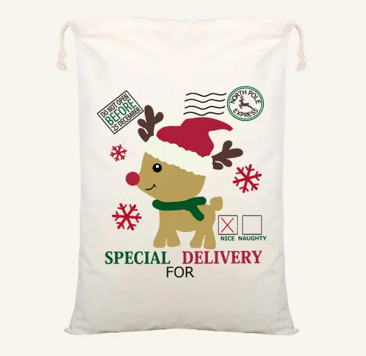 Newest Christmas Santa Bags Santa Sack Drawstring Bag Canvas Candy Bags For Kids Gifts For Reindeers Xmas Tree 54 Styles SN3221