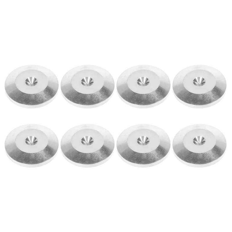 8 Pcs 25x5mm Universal Aluminum Alloy Speaker Spikes Pads Speaker Shock Base Pad Isolation Stand Feet Cone Base Mats Floor C7AB