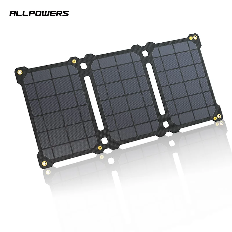 ALLPOWERS-Panel Solar portátil de 5V y 21W, Cargador USB para teléfono móvil, batería plegable para acampar al aire libre