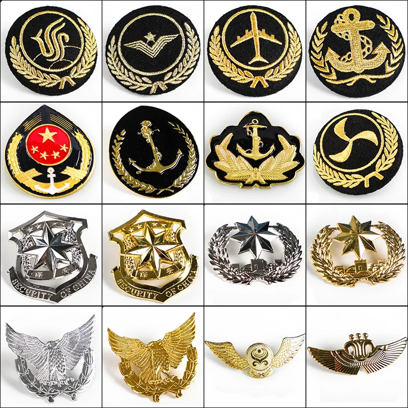 New Style Cap Badges Men Pilot Security Captain Aviation Cap Women Ship Sailor Embroidered Hats Uniform Hat Accessories