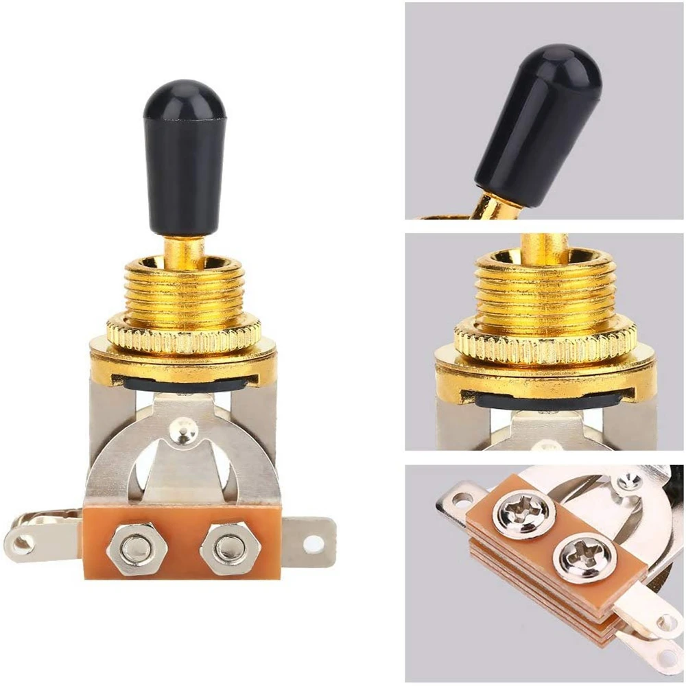 1Pcs 3 Way Guitar Switch, Guitar Pickup Selector Toggle Switch with Black Tip Replacement Part for LP Style Electric Guitar