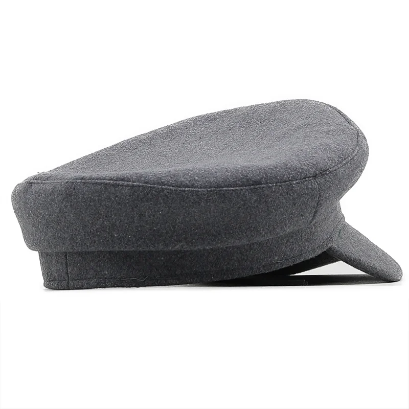 Sombrero militar clásico para mujer, boina de lana negra de alta calidad, sombreros de fieltro, Primavera, Otoño e Invierno